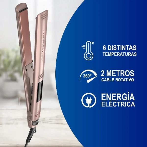 Gama Italy Plancha Alisadora Elegance LED Keration Rosado con Temperaturas