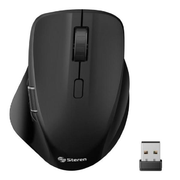 Steren Mouse Bluetooth y RF Multiequipo Recargable COM-5800 Negro 1600DPI