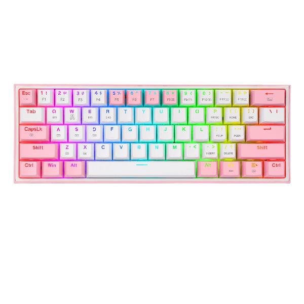 Redragon Teclado Mecánico Gaming Inalámbrico Fizz Pro K616-RGB Blanco  Rosado