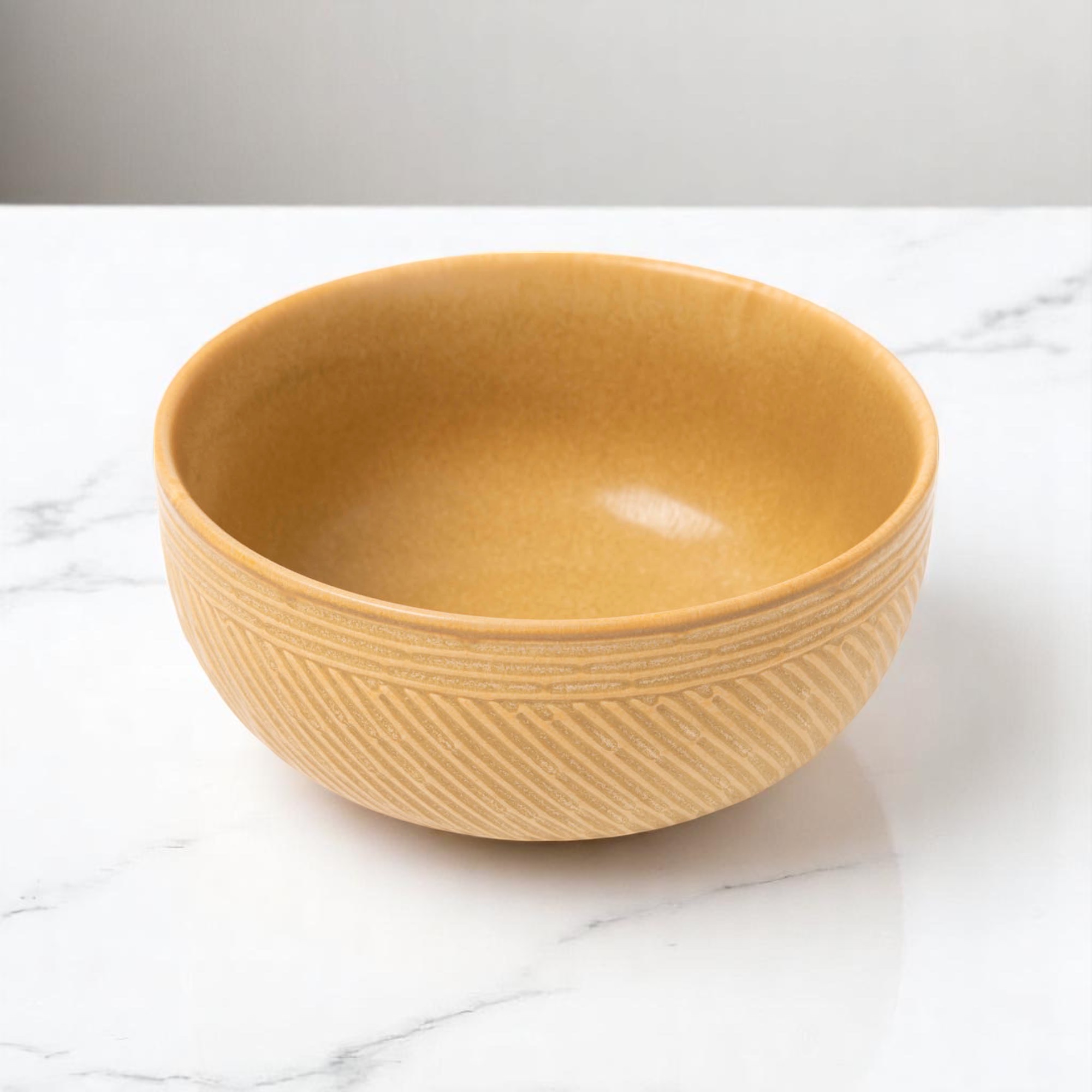 Haus Plato para Sopa Líneas Mostaza de Porcelana