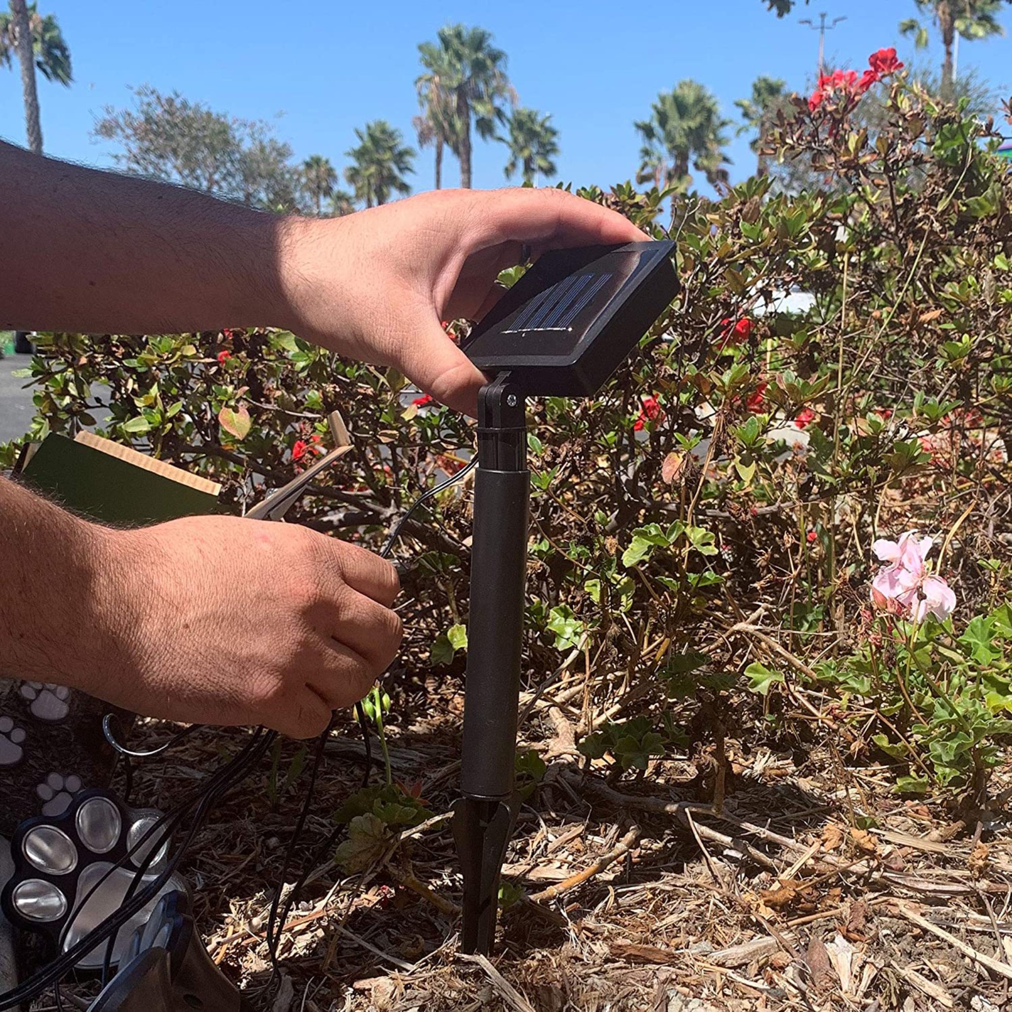 Lámpara LED De Decoración Solar Para Exteriores (juego De 4) Luces Solares Con Estampado De Patas De Perro Y Gato Para Patio, Pasarela, Jardín, Camino, Césped, Iluminación De Patio, Cualquier Amante