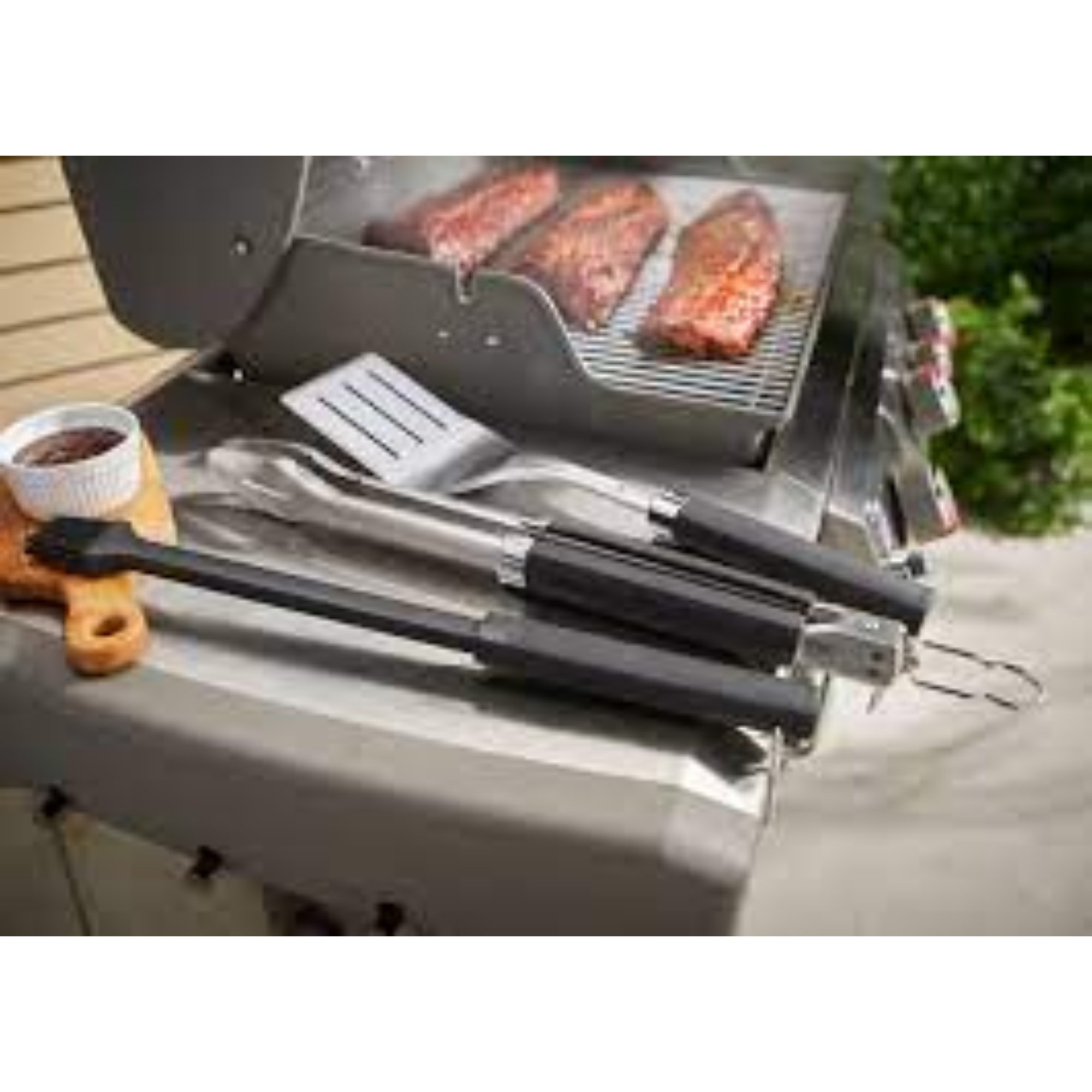 Set De Utensilios Premium Weber De 3 Piezas | Pinza, Espátula De Acero Inoxidable Y Pincel De Silicona, Aptos Para Lavavajillas Y Con Asas Ergonómicas De 46 Cm