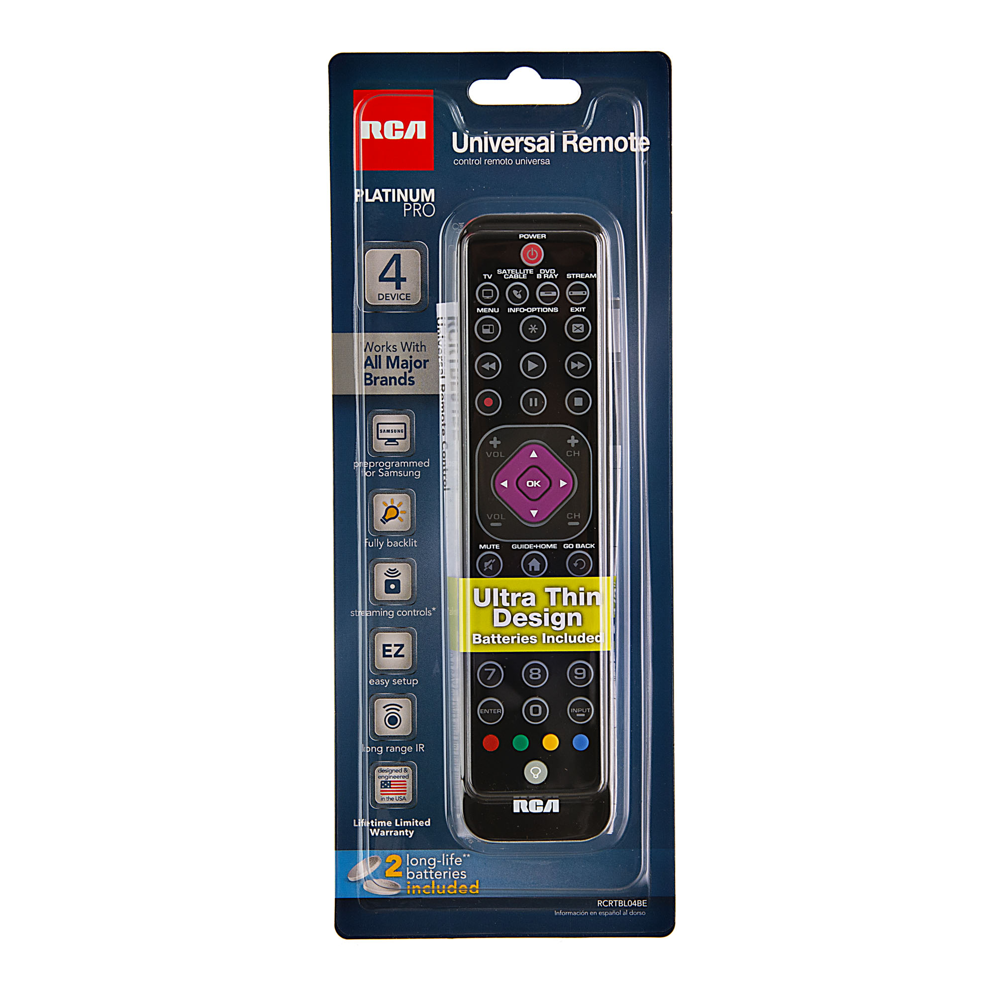 RCA Control Remoto Universal RCRTBL04BE Retroiluminado 6 Componentes