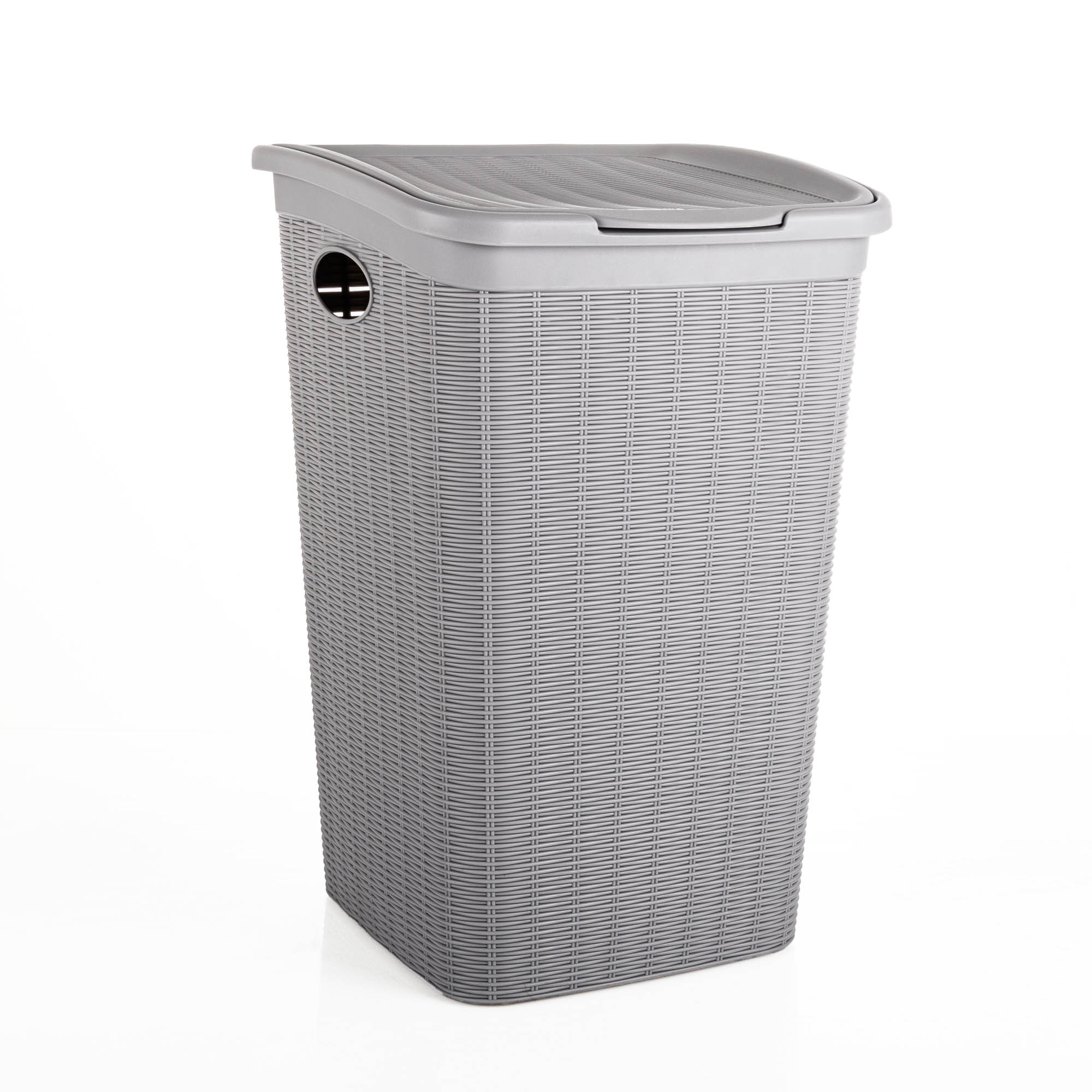 Stefanplast Elegancia Papelera Gris Paloma: El Cubo De Basura Con Pedal Antideslizante Y Acabado Efecto Ratán Para Un Baño Con Estilo