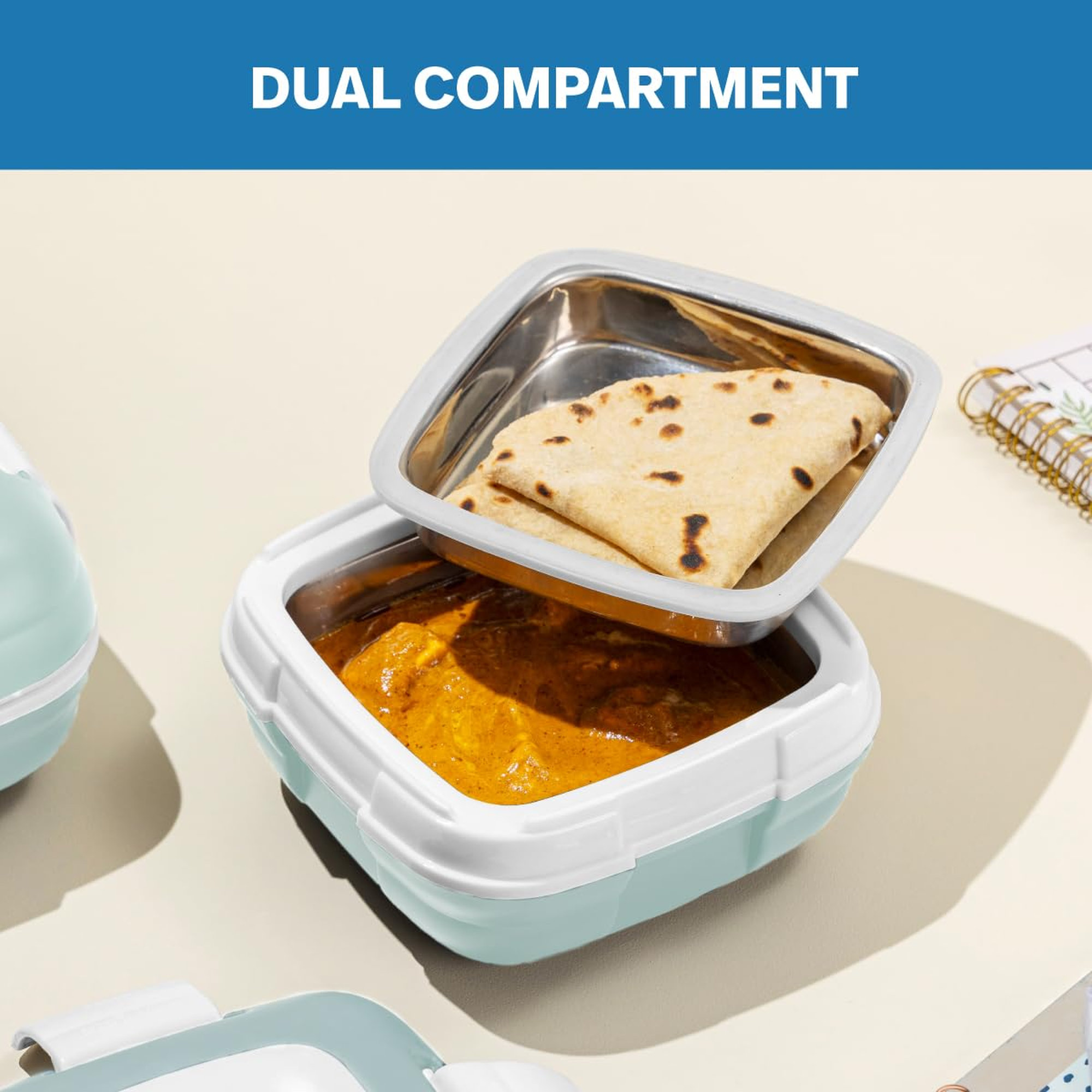 Lonchera Térmica Redonda de Plástico con Repostero de Acero